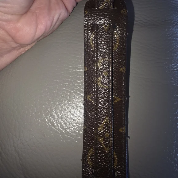 AUTH LOUIS VUITTON Monogram Brown Adjustable Leather Strap with Gold Hardware - Picture 5 of 6